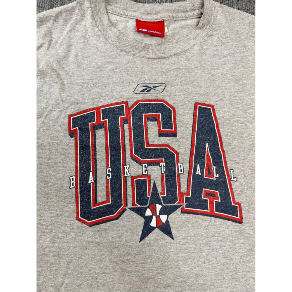 Vintage Reebok USA Basketball T Shirt Small Gray Graphic Tee Y2K 90s Mens - Picture 2 of 9